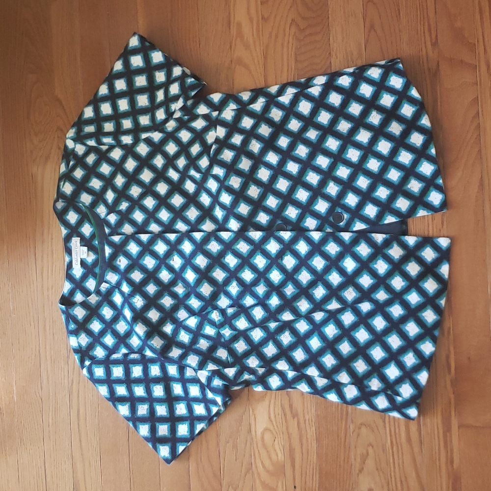 Coldwater Creek Blue/Green/White Blouse Sz 16